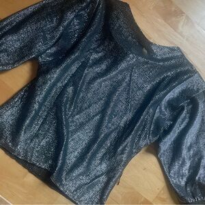New Years blouse Black Sparkly Metallic Women's Top